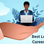 Illustration of a professional sitting with a laptop on a supportive hand, symbolizing job stability and long-term career security.
